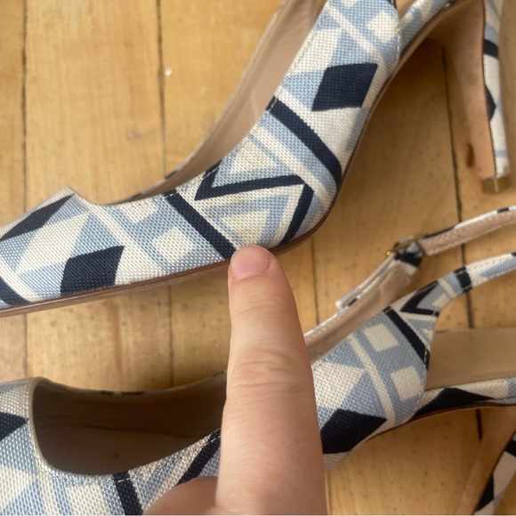 J Crew Fabric Slingback Pumps Size 6‎ Womens Dusty Sky $278 High-Heels - Picture 9 of 12